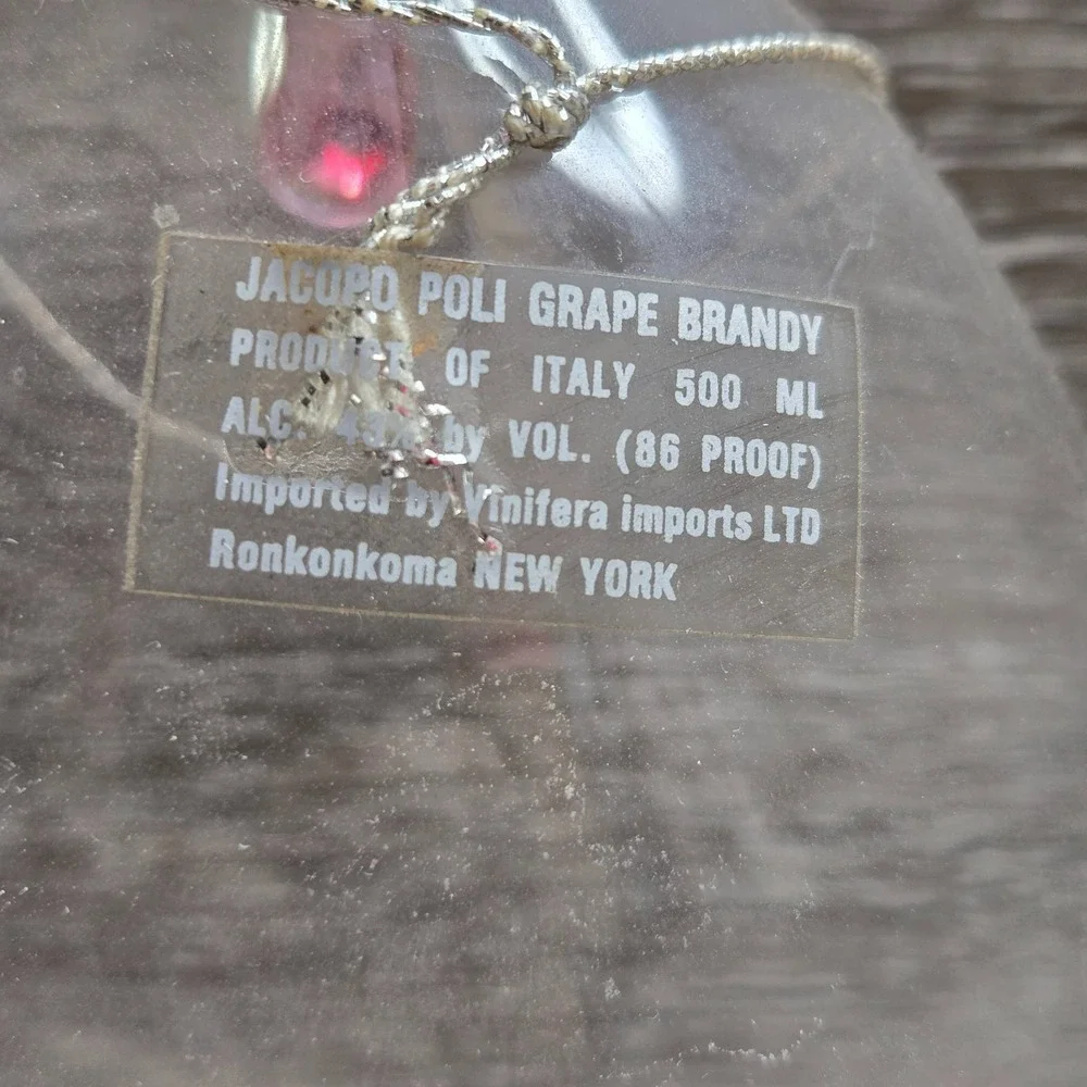 Jacopo Poli Grappa Brandy Hand Blown Glass Bottle Lot 1989 Vintage Empty Italy